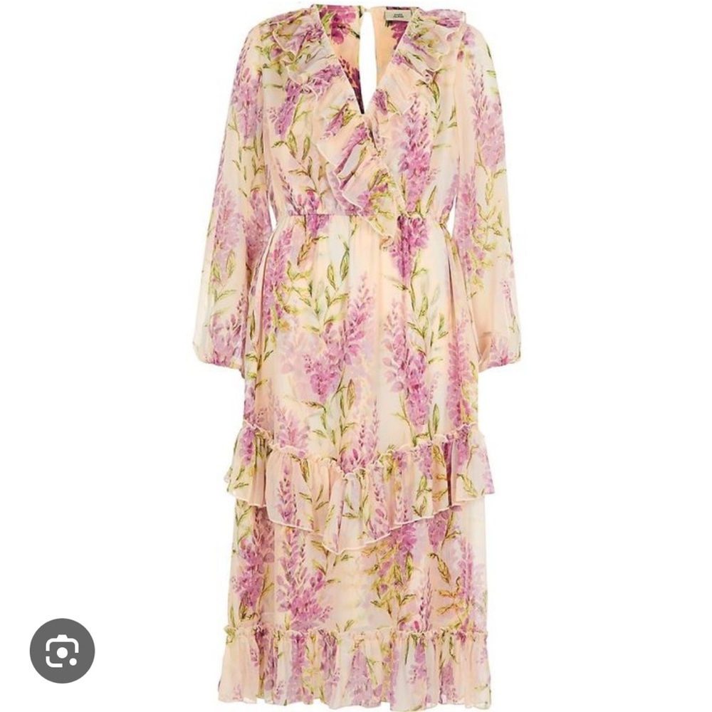 River Island Pink and Purple Ruffled Tiered Midi Dress - Picture 3 of 6